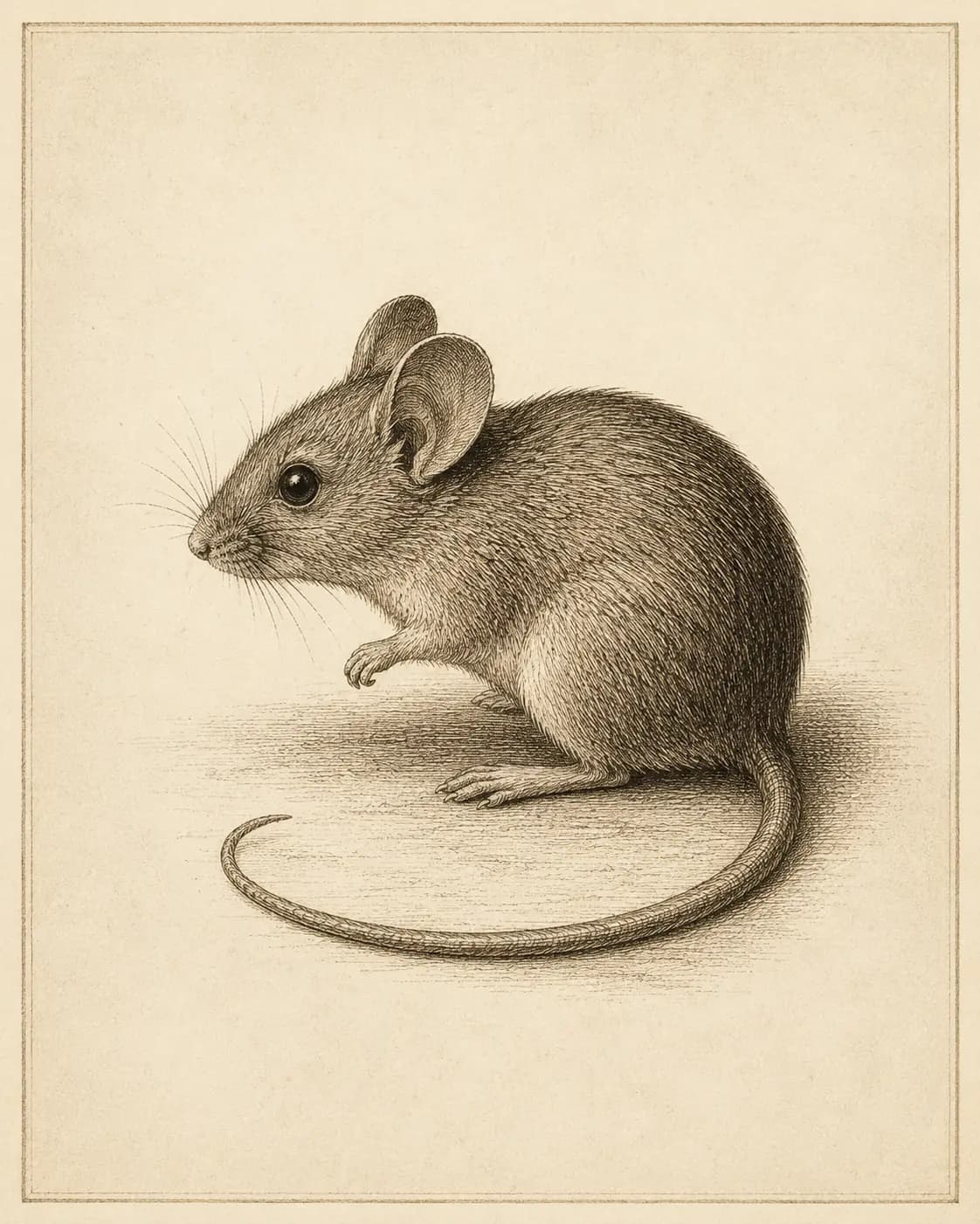น หนู (no nu) — Thai consonant meaning 'mouse', engraved specimen plate