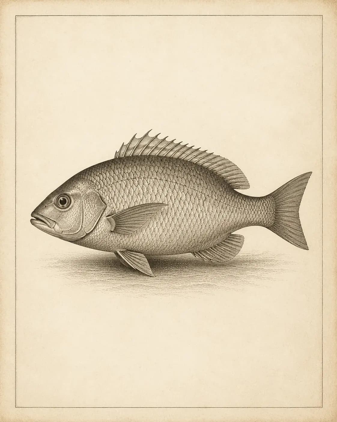ป ปลา (po pla) — Thai consonant meaning 'fish', engraved specimen plate