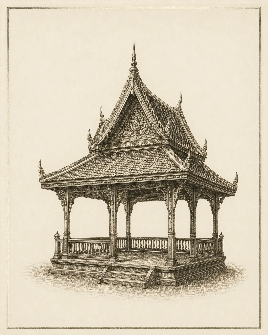 ศ ศาลา (so sala) — Thai consonant meaning 'pavilion', engraved specimen plate