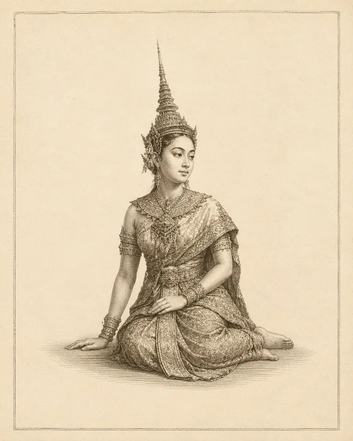 ฑ มณโฑ (tho montho) — Thai consonant meaning 'Montho', engraved specimen plate