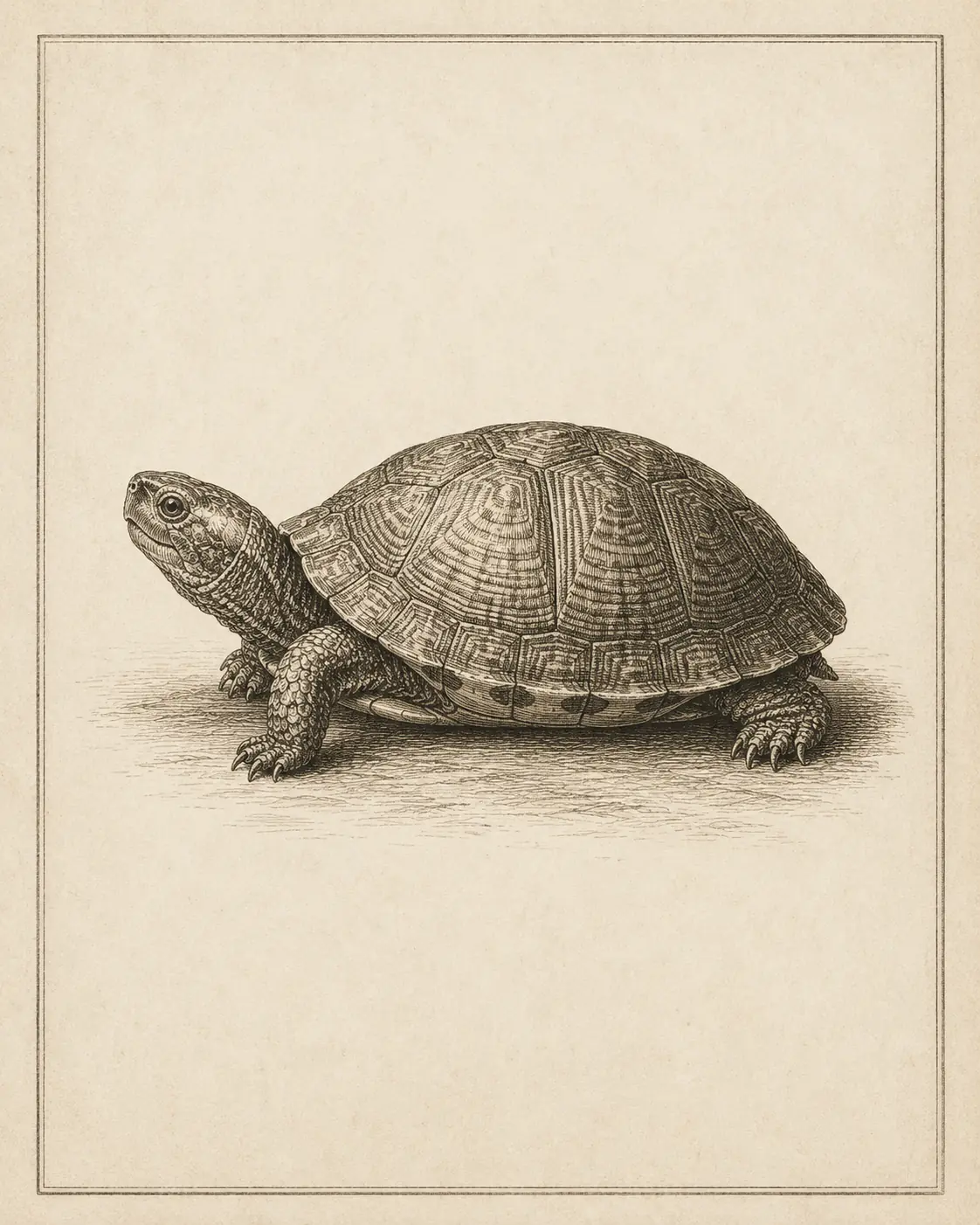 ต เต่า (to tao) — Thai consonant meaning 'turtle', engraved specimen plate