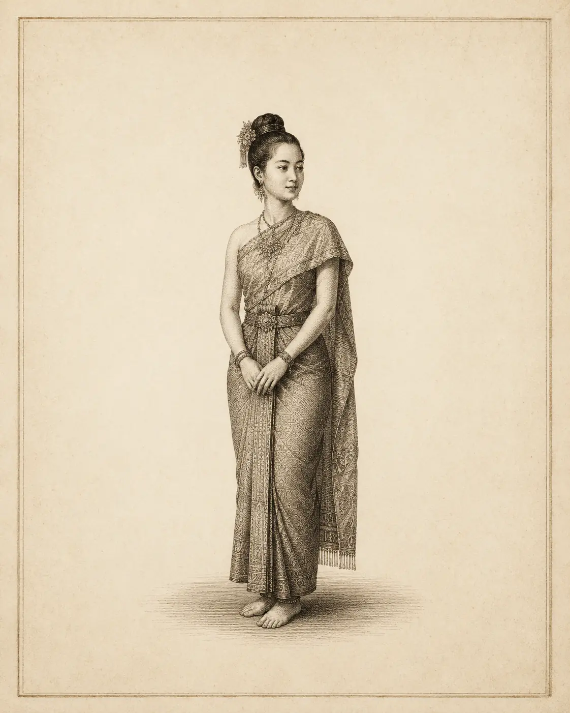 ญ หญิง (yo ying) — Thai consonant meaning 'woman', engraved specimen plate